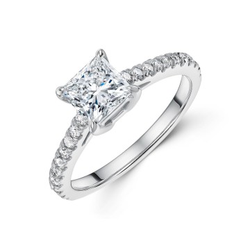 Platinum Princess Cut 1.25ct Lab Grown Diamond Solitaire Ring
