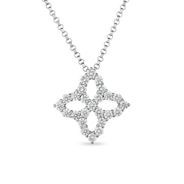 Roberto Coin 18ct White Gold Princess Flower 0.48ct Diamond Pendant ADR888CL1497_SI_WG  
