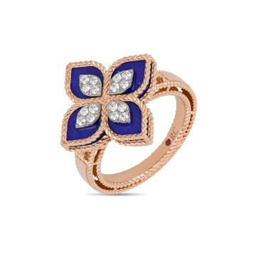 Princess Flower 0.19ct Lapis Lazuli and Diamond Ring