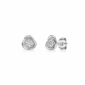 9ct White Gold Round Brilliant 0.15ct Diamond Knot Style Earrings