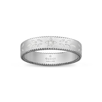 Gucci 18ct White Gold Icon Blossom Ring 4mm YBC434541003