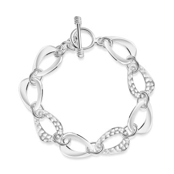 Silver Textured Chain Link Bracelet