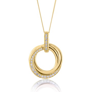 9ct Yellow Gold Round Brilliant 0.20ct Diamond Circle Pendant