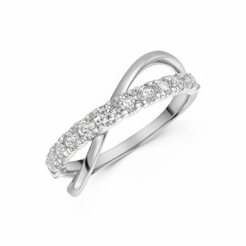 9ct White Gold Round Brilliant 0.50ct Diamond Open Twist Fancy Band