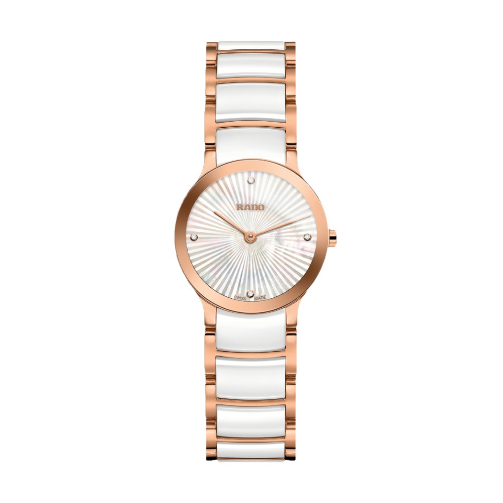 Rado Centrix Jubile White Ceramic Ladies Diamond Dot Watch