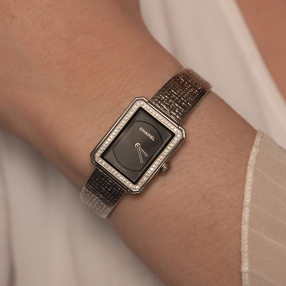 chanel boyfriend tweed watch