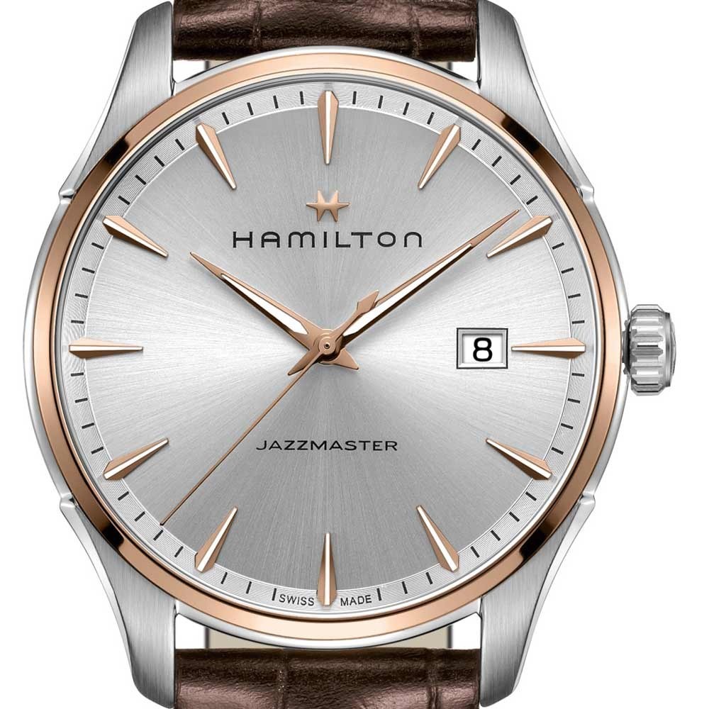 Hamilton Gents Jazzmaster Silver Quartz Dial Brown Leather Strap Watch