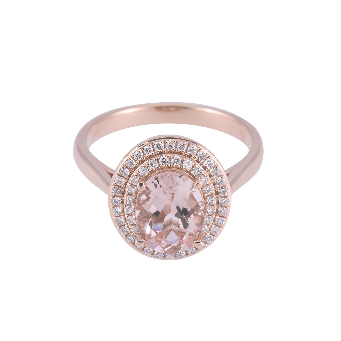 18ct Rose Gold Oval and 0.25ct Diamond Cluster Ring