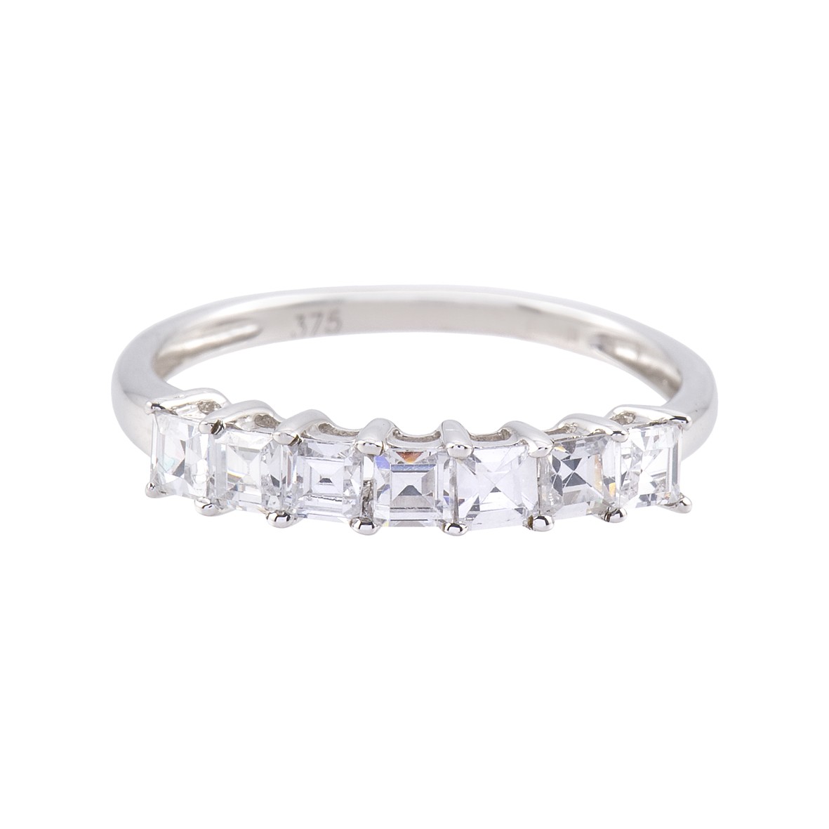 9ct White Gold Princess Cut Cubic Zirconia Eternity Ring