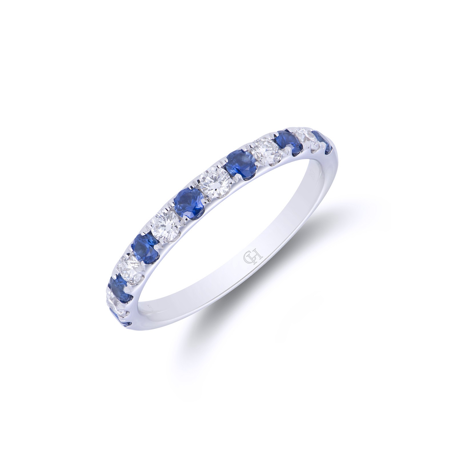 18ct White Gold Brilliant Cut 5 Stone 0.60ct Sapphire and Diamond