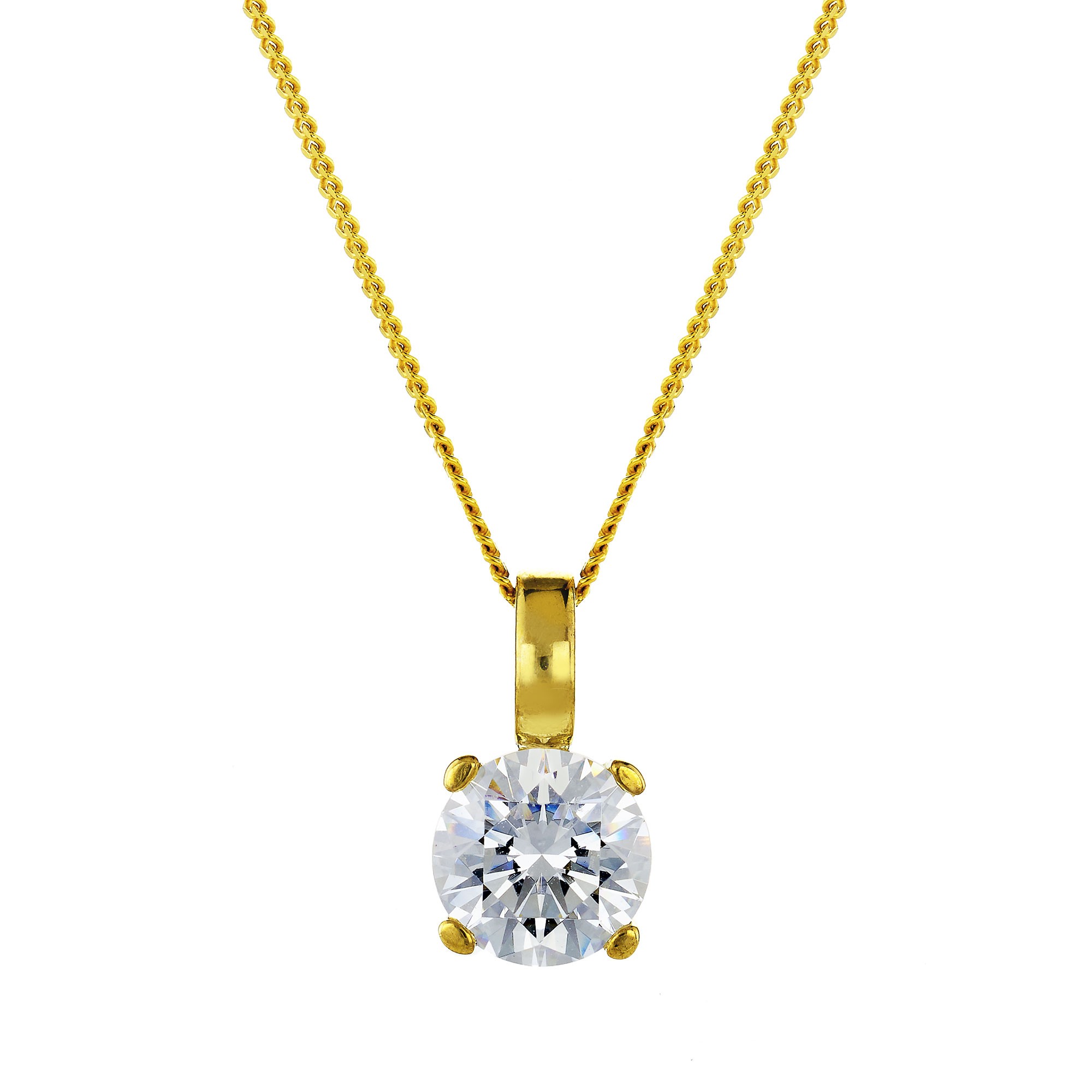9ct Yellow Gold Cubic Zirconia Solitaire Pendant