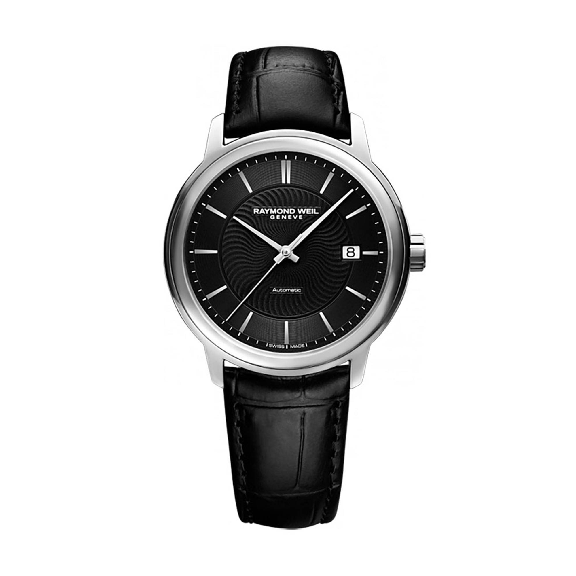 Raymond Weil Maestro Black Leather Strap Watch