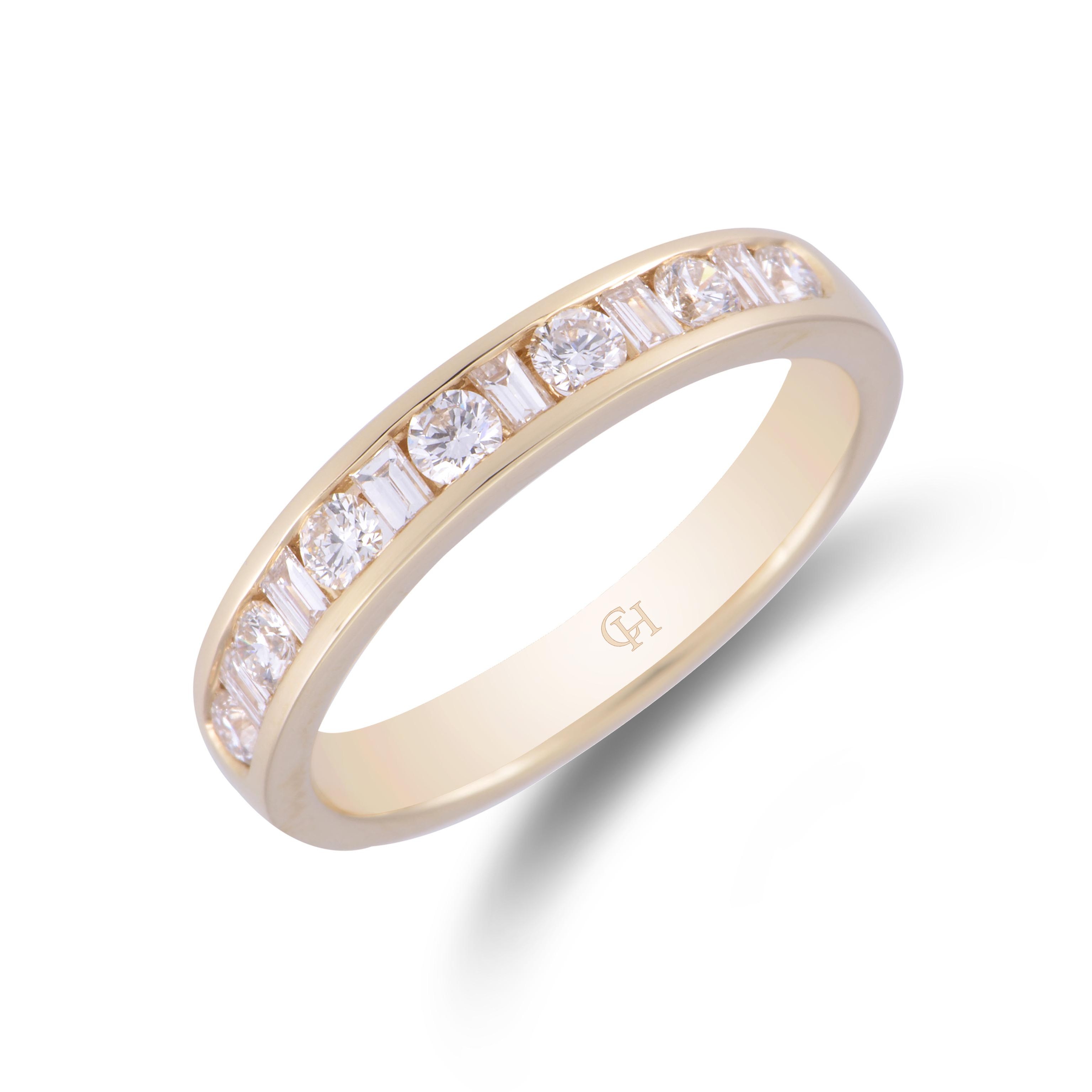 18ct Yellow Gold Baguette and Brilliant Cut 0.50ct Diamond Eternity Ring