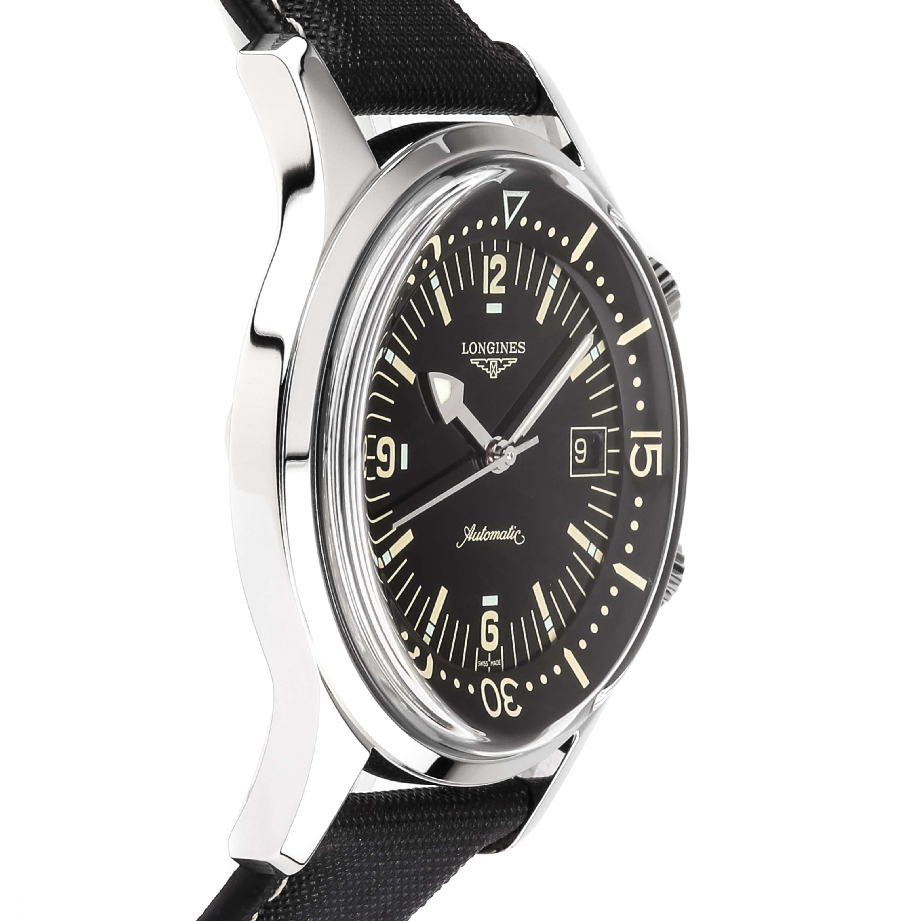 Longines Heritage Legend Diver Black Strap Automatic Mens Watch