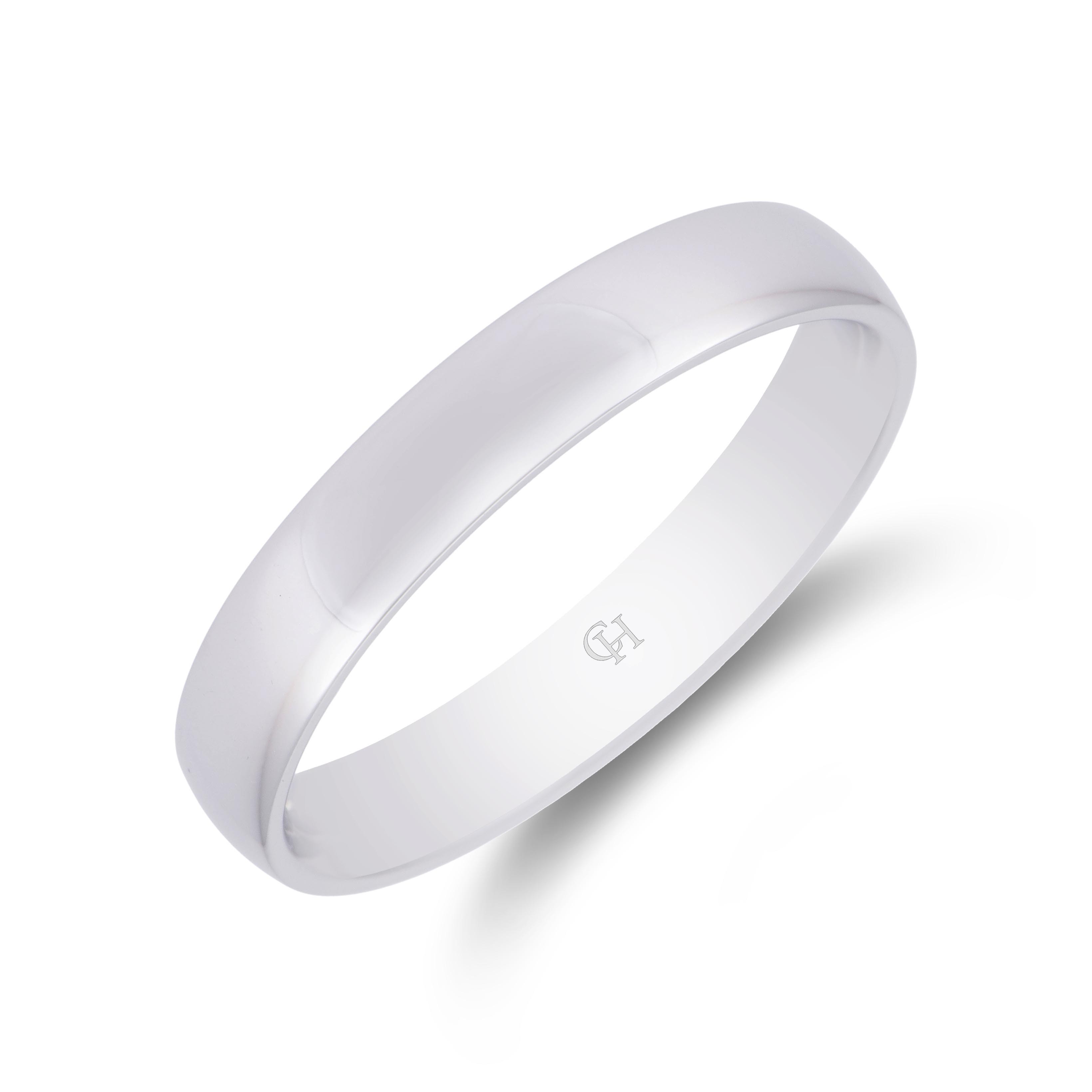 18Ct White Gold Wedding Band 4Mm