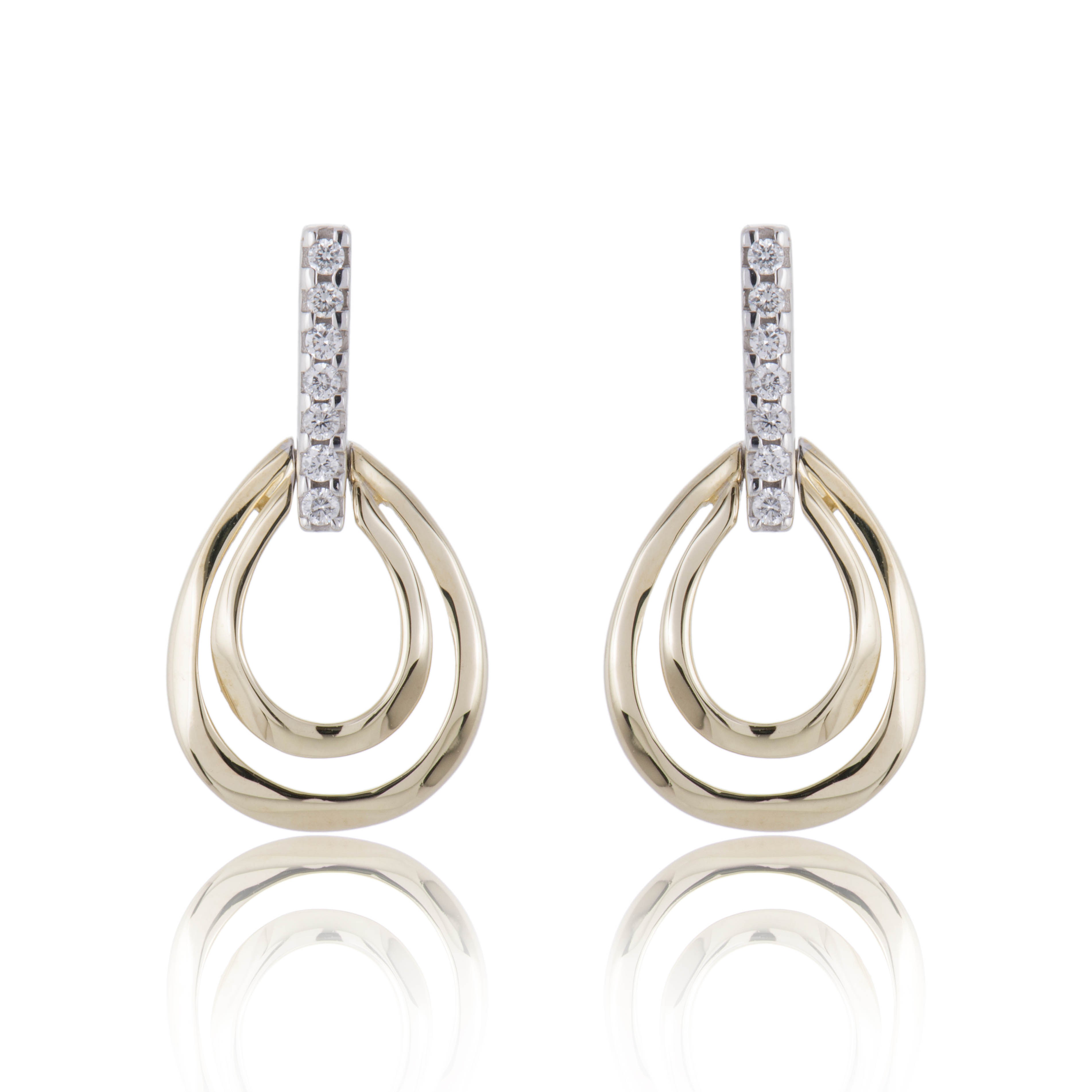 9ct white gold diamond pear drop earrings 0.06ct