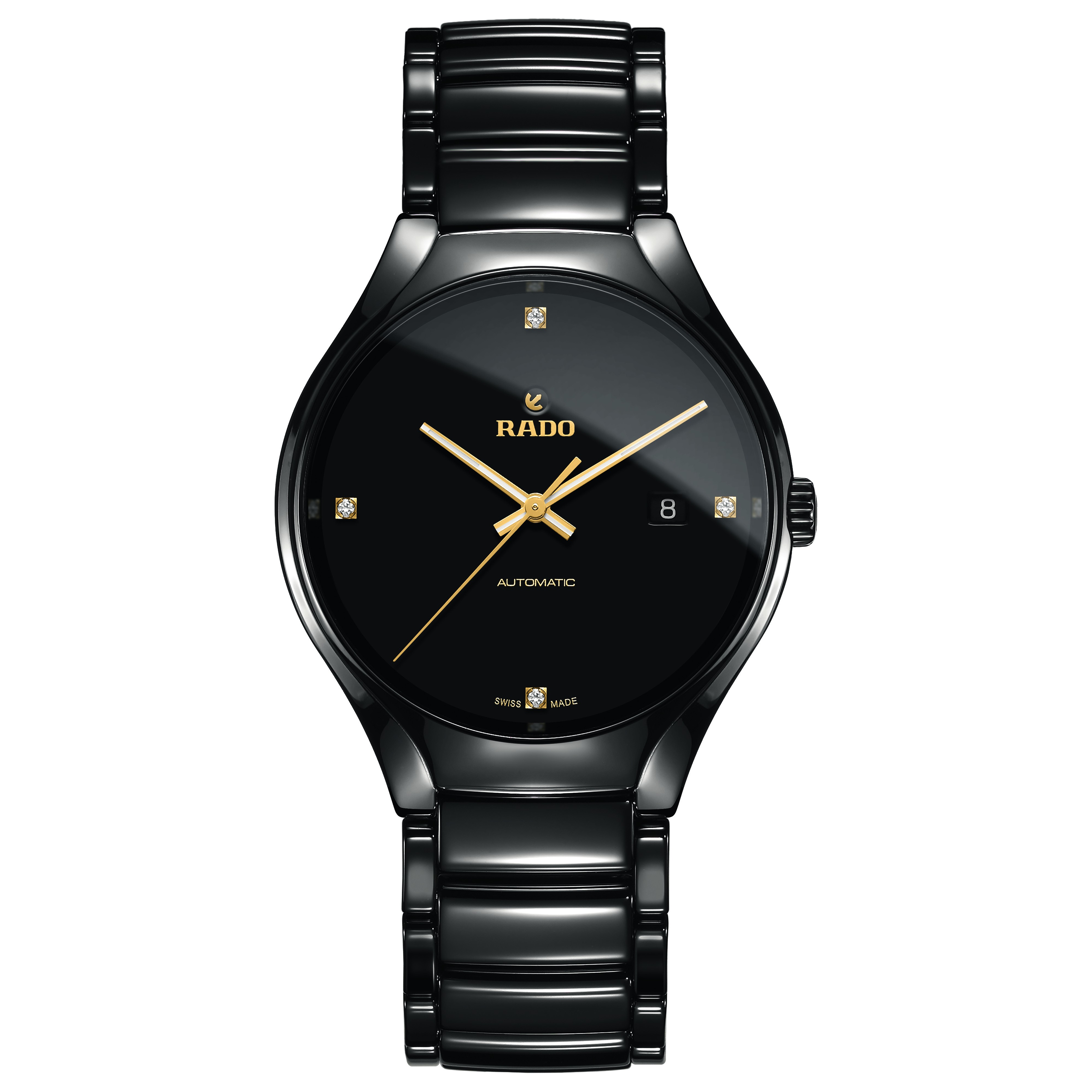 Rado True Gents Diamond Automatic Dial And Black Ceramic Bracelet Watch