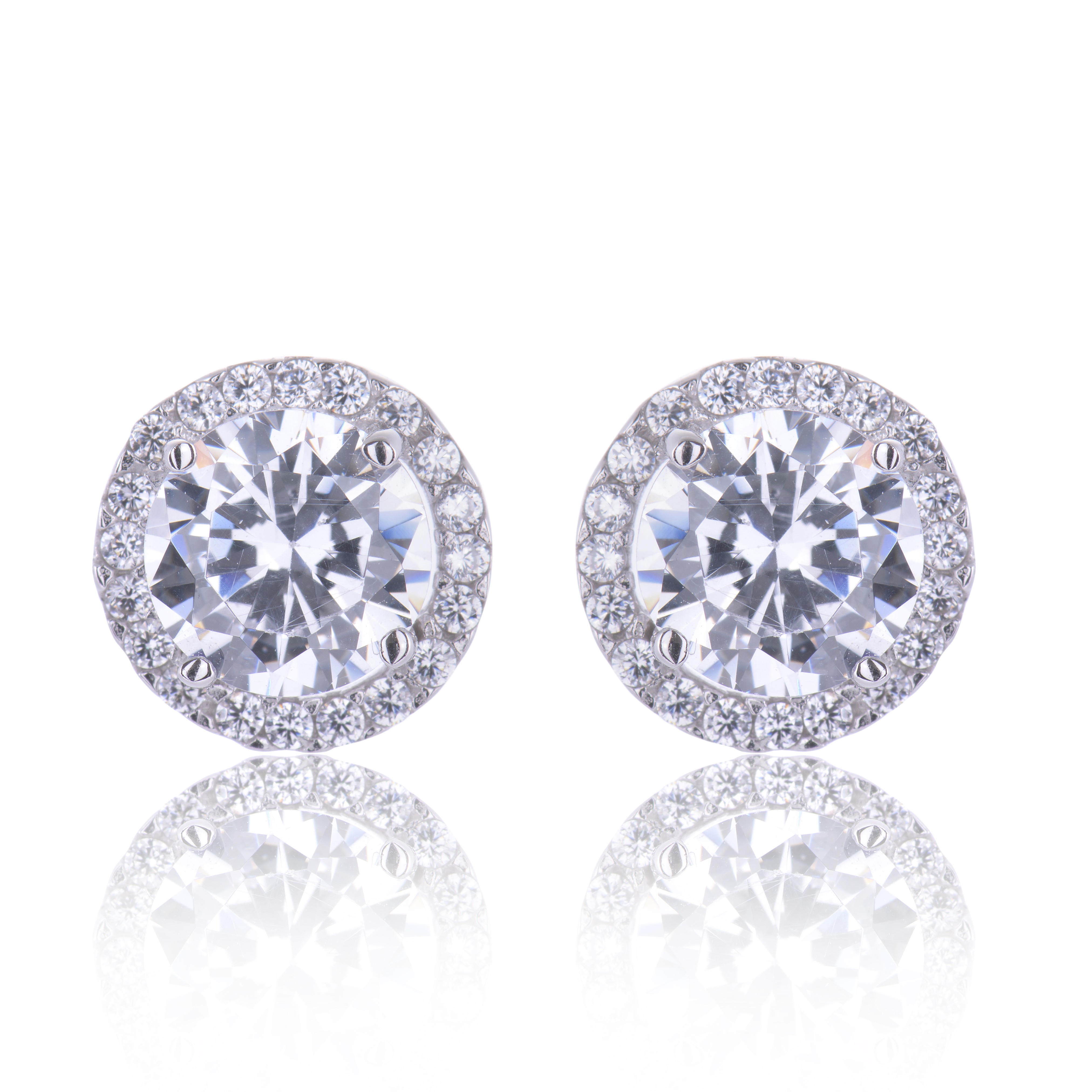 1 Ct Round Diamond Solitaire Earrings 14K White Gold 