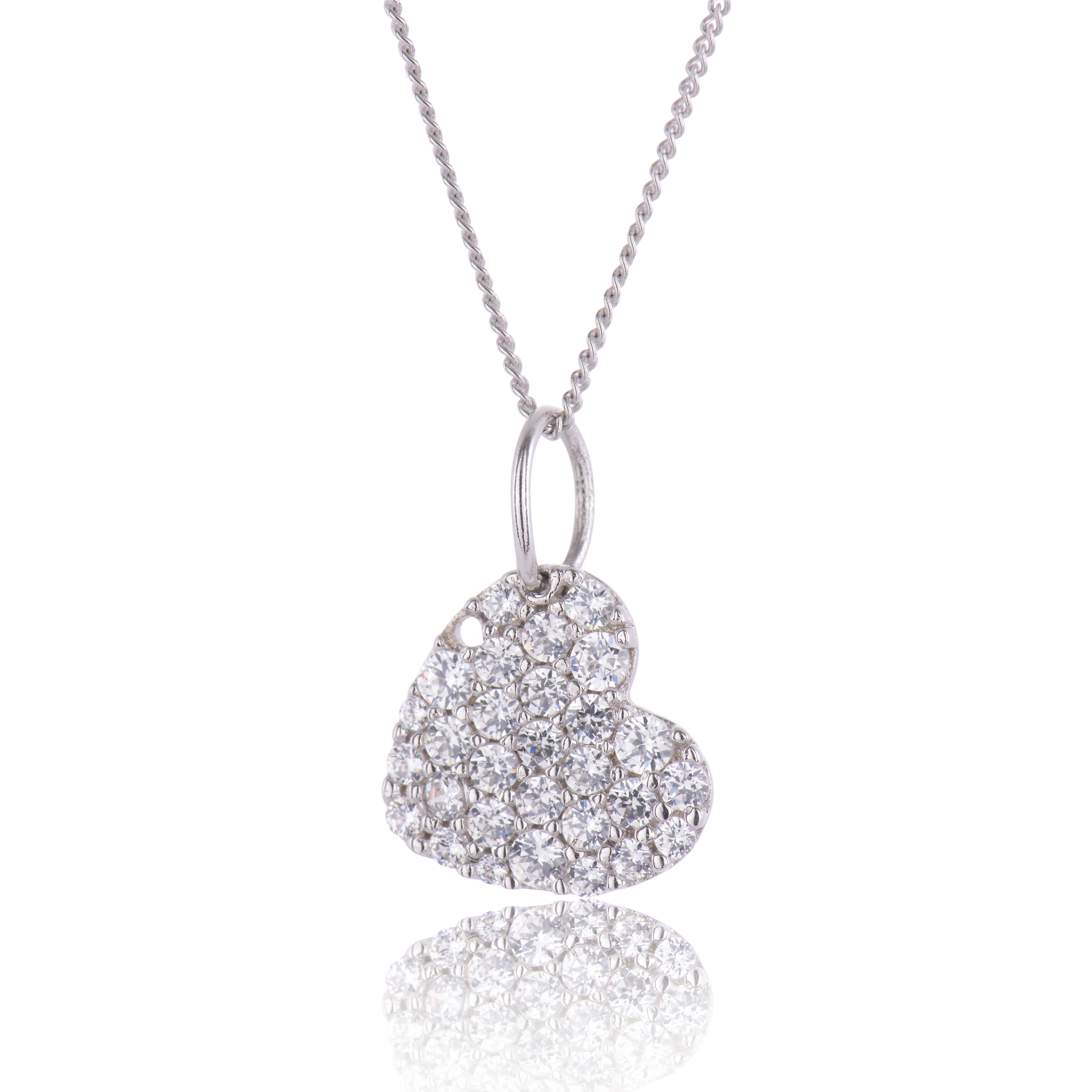 9ct White Gold Cubic Zirconia Heart Pendant