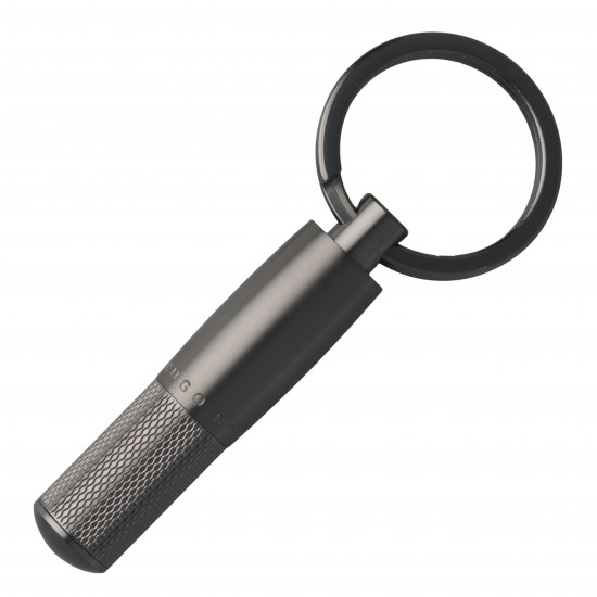 Hugo Boss Mens Pure Matte Dark Chrome Keyring