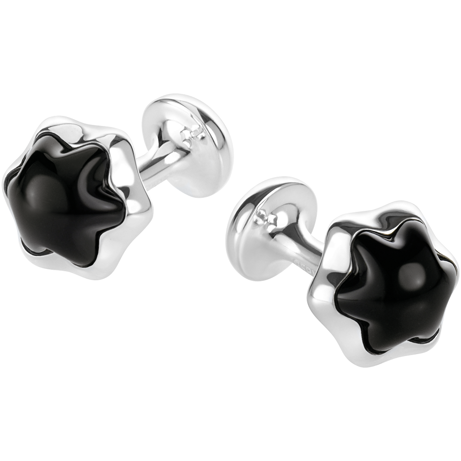 Montblanc black onyx stainless steel cufflinks