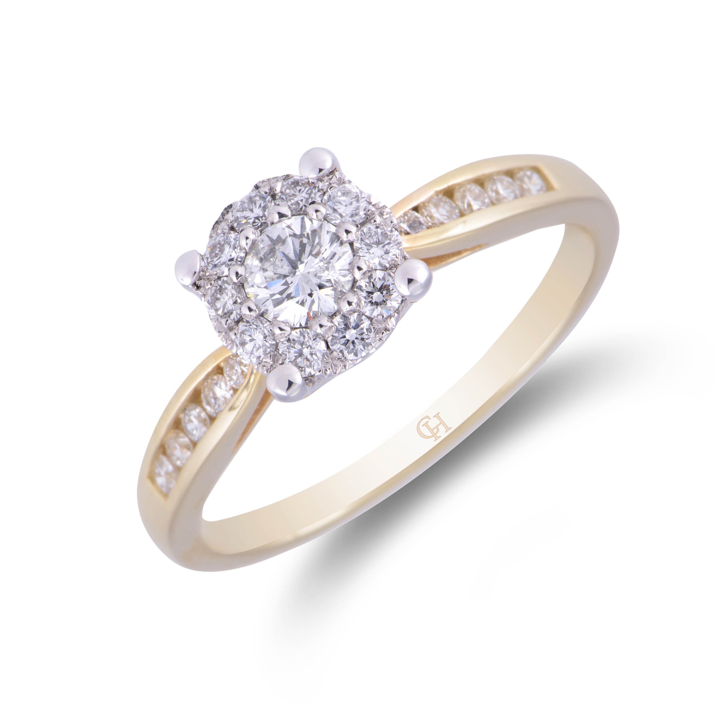 18ct Yellow Gold 0.50ct Diamond Cluster Ring