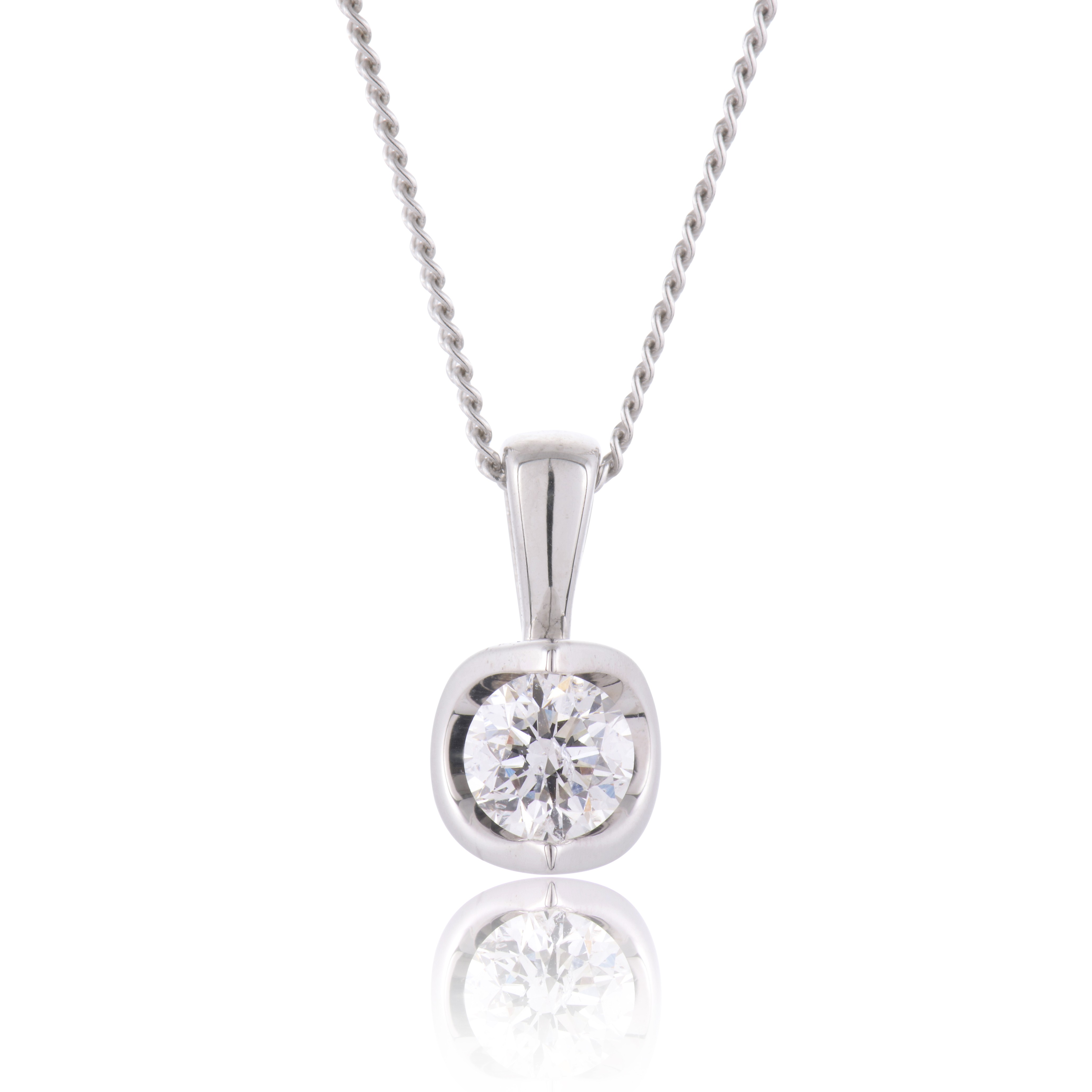 Round diamond solitaire pendant clearance