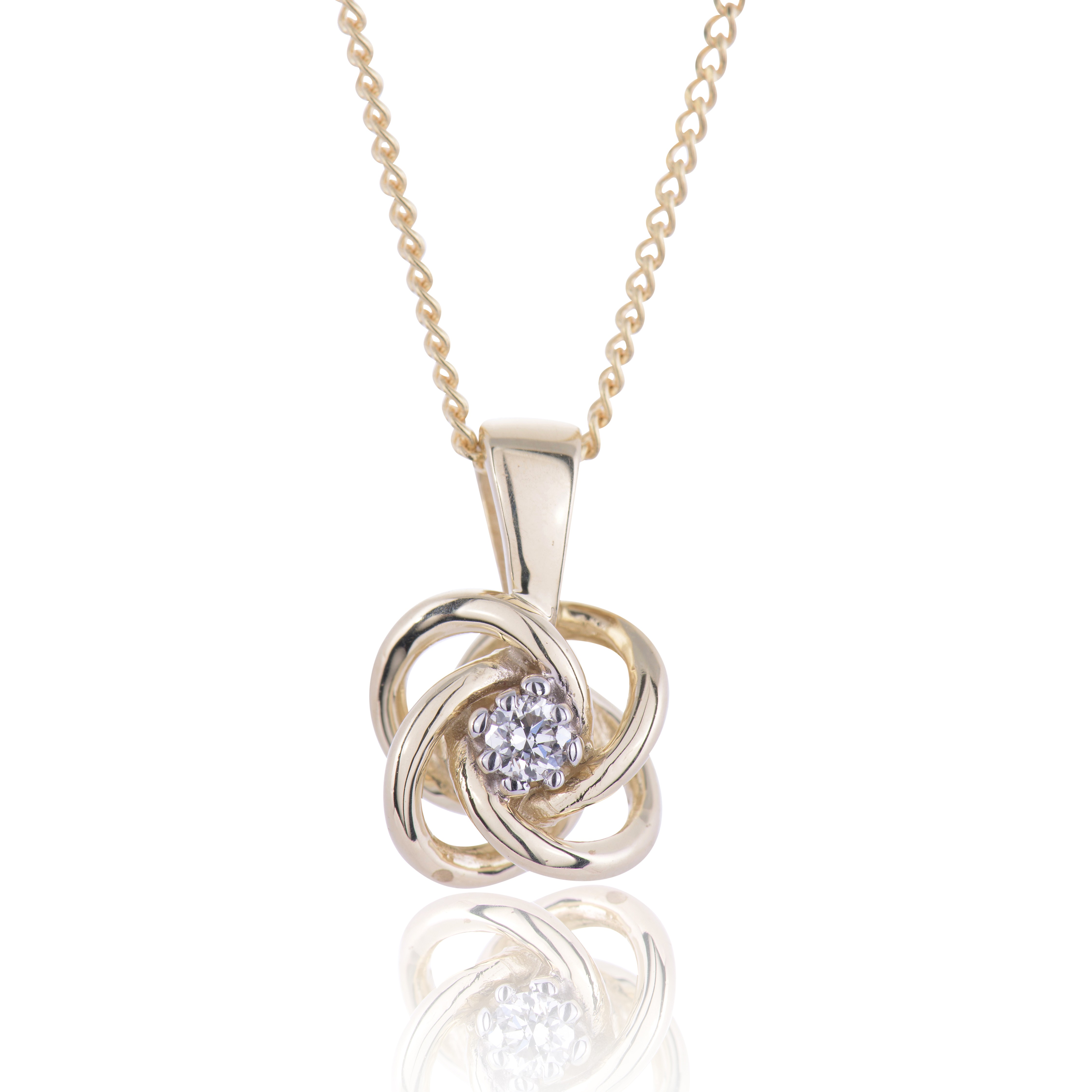 9ct Yellow Gold 0.04ct Diamond Knot Necklace