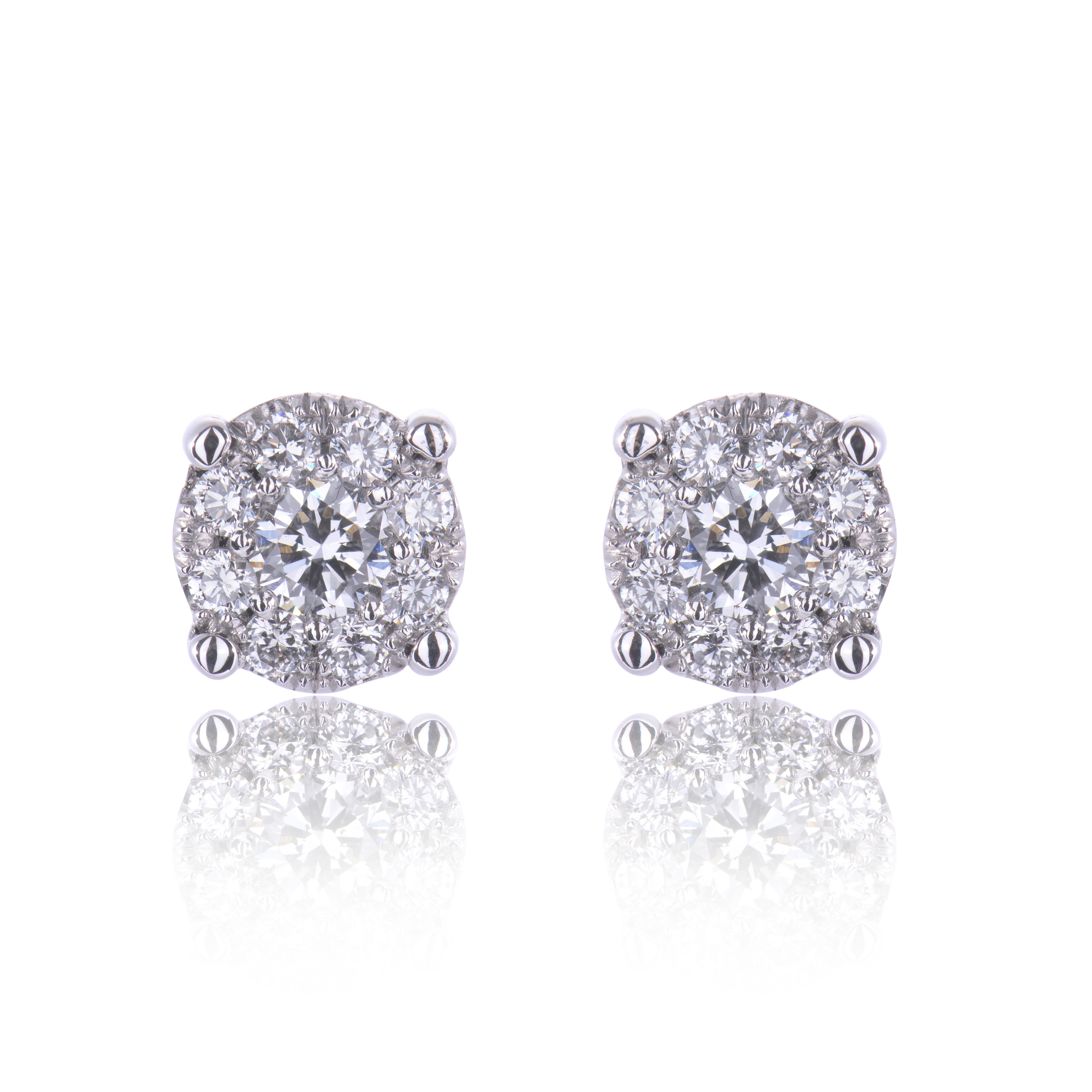 18ct White Gold 0.25ct Round Brilliant Diamond Cluster Earrings