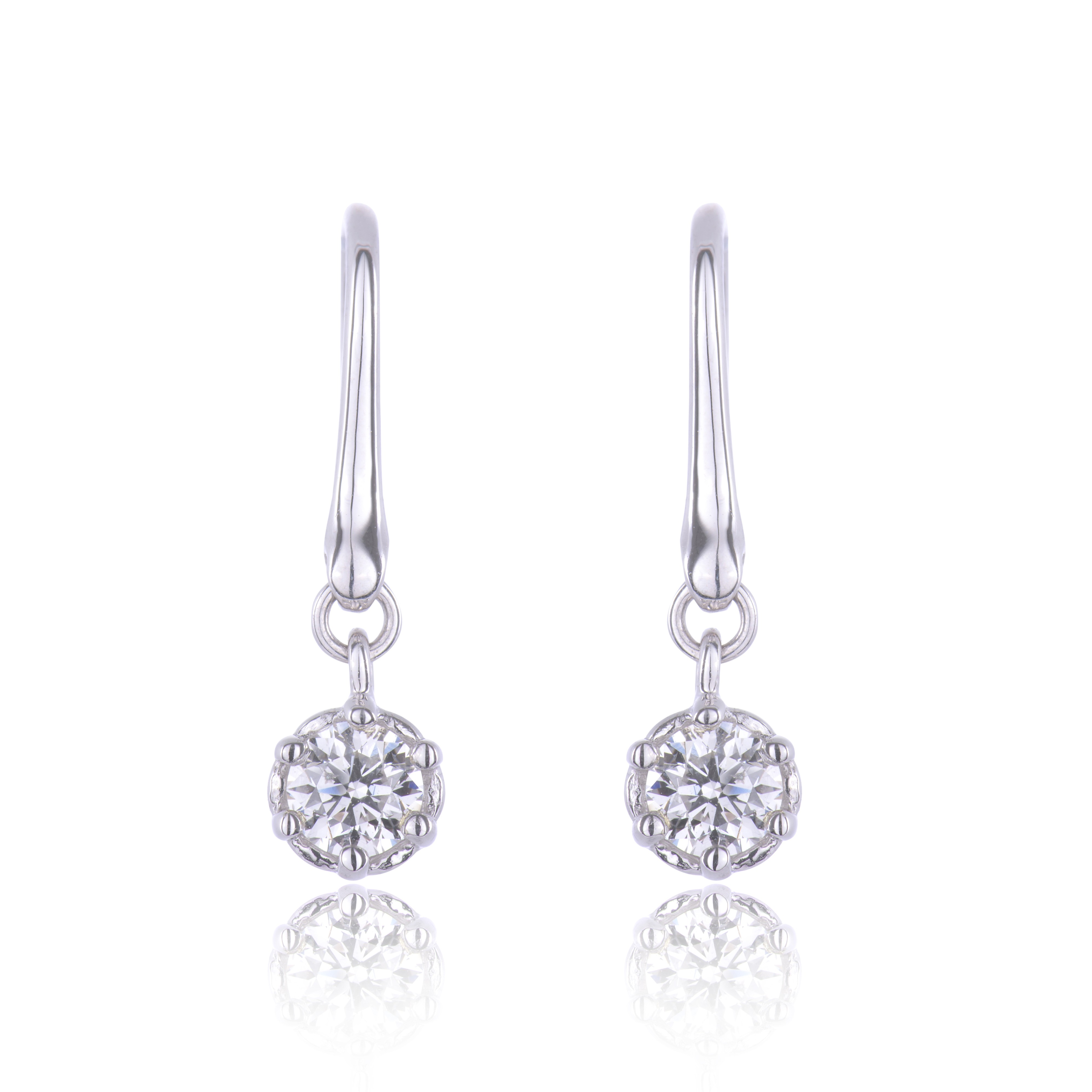 9ct White Gold 0.35ct Round Brilliant Diamond Drop Earrings