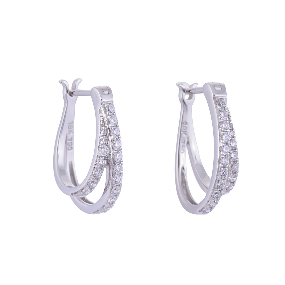 9ct White Gold 0.40ct Round Brilliant Diamond Hoop Earrings