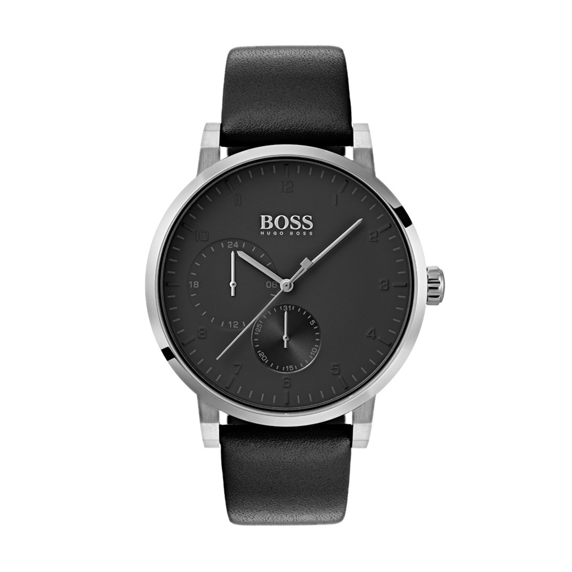 Hugo Boss Oxygen Black Leather Strap Mens Watch 1513594