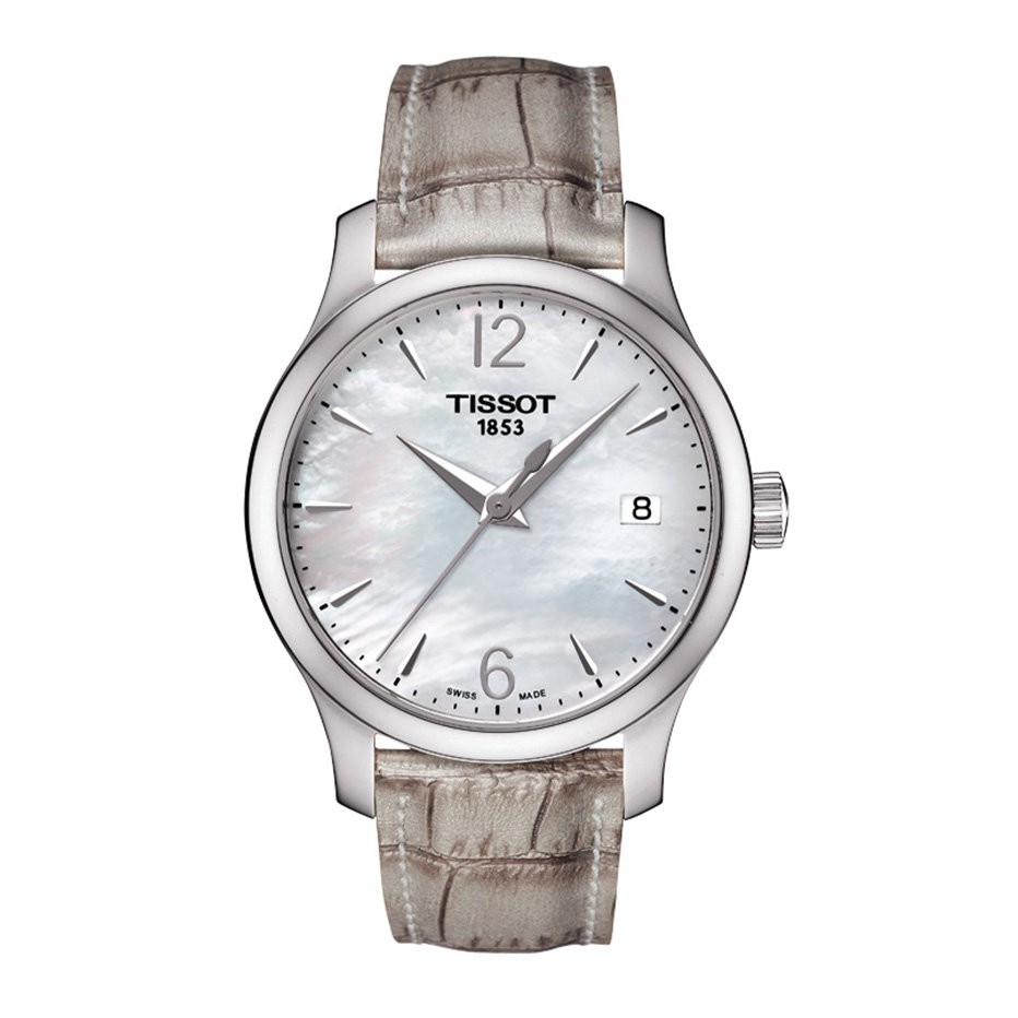 Tissot Tradition Grey Leather Strap Watch