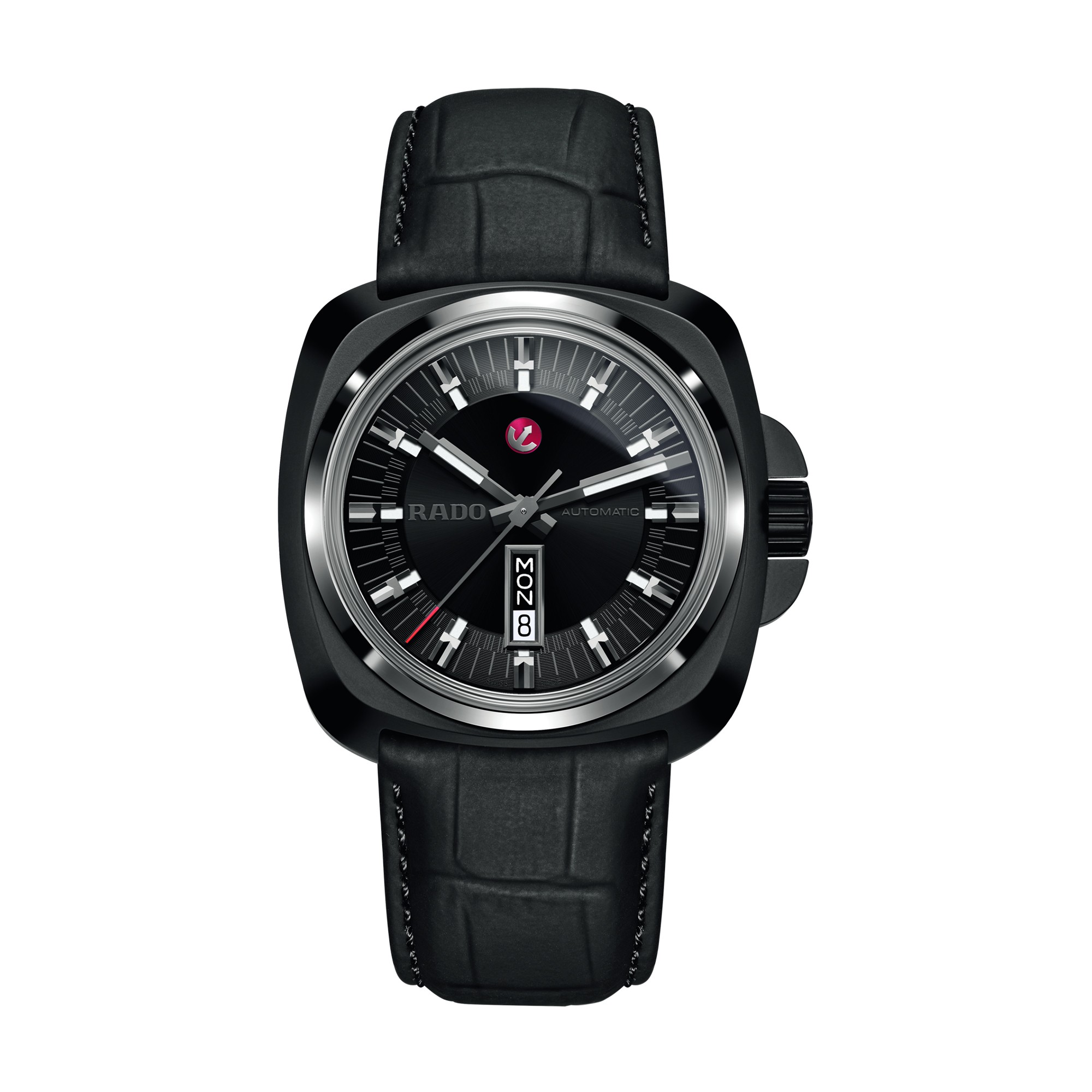 Rado Hyperchrome 1616 Black Dial Automatic Black Leather Strap Gents Watch