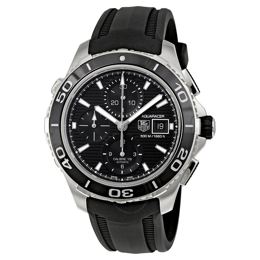 Pre-Owned Tag Heuer Black Rubber Strap Chronograph Aquaracer