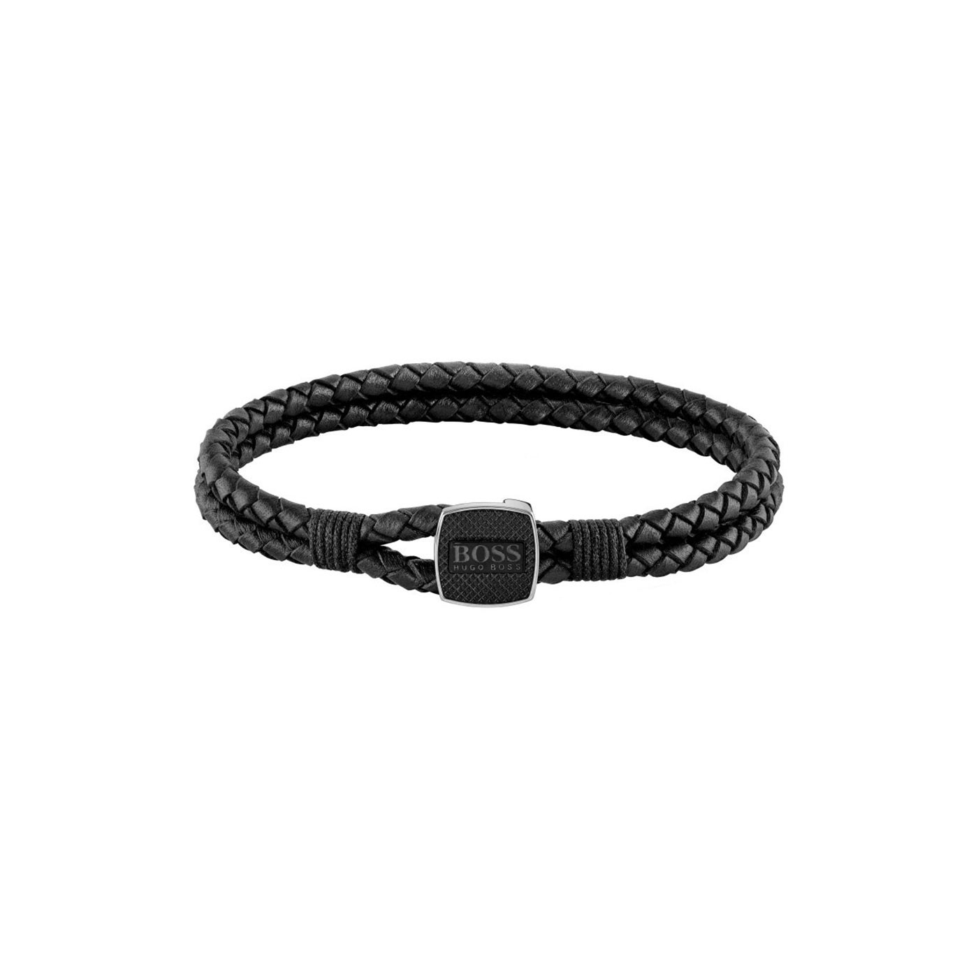 Hugo Boss Jewellery Seal Black Leather Bracelet 1580047M