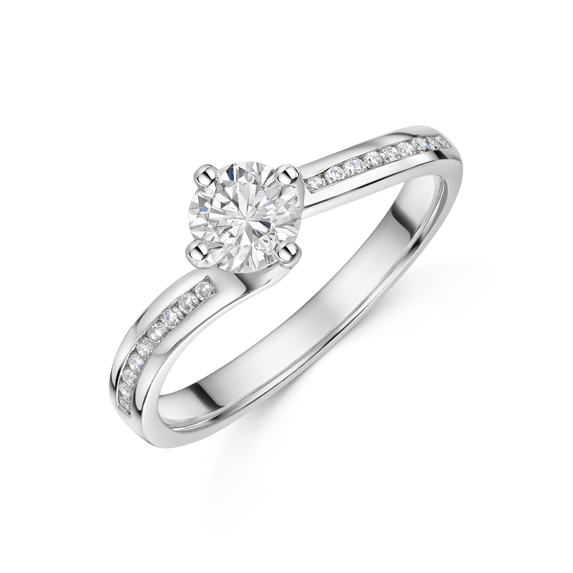 GIA 0.40ct E VS1 Round Brilliant Diamond Four Claw Platinum Ring main image 1