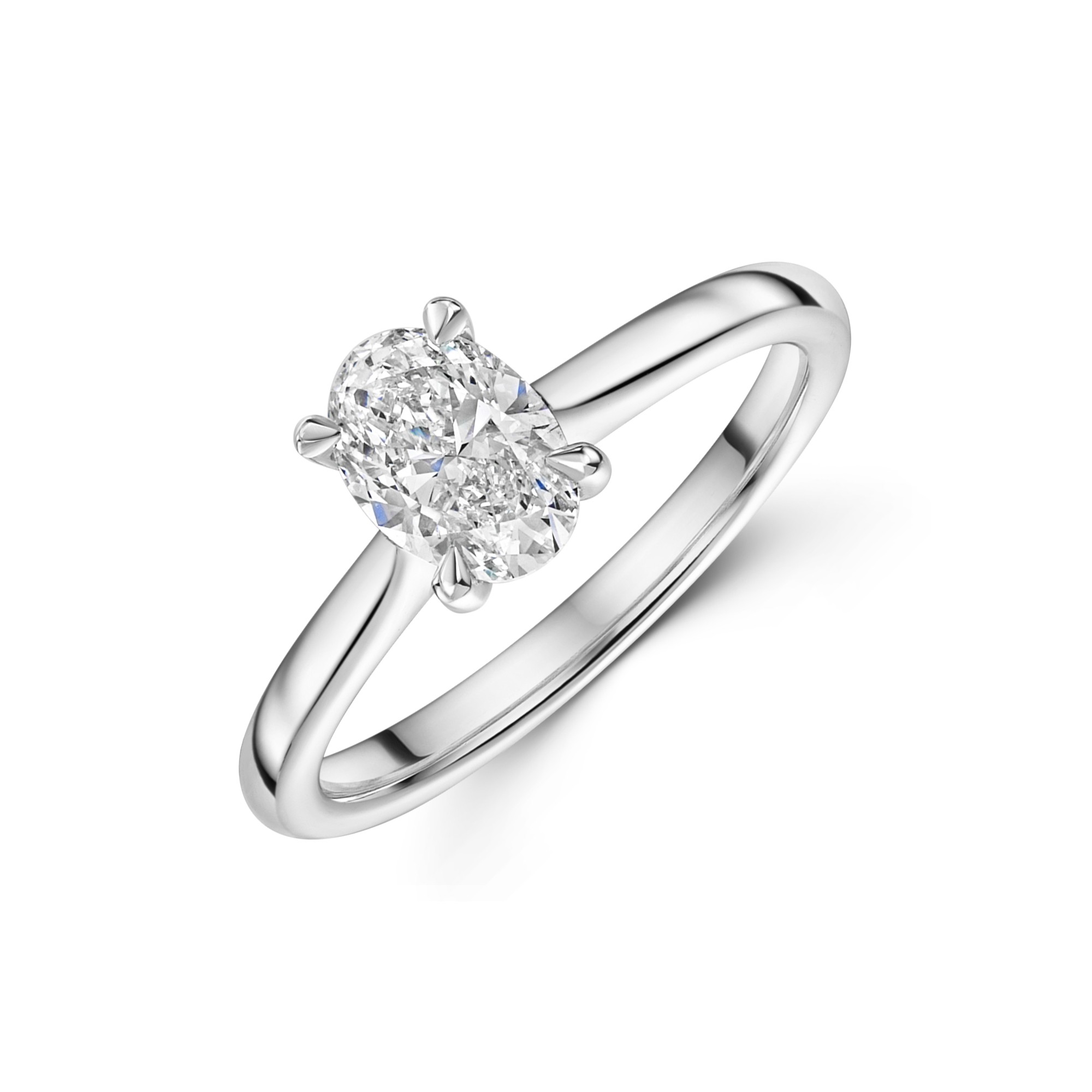 Platinum Oval Diamond Solitaire Ring