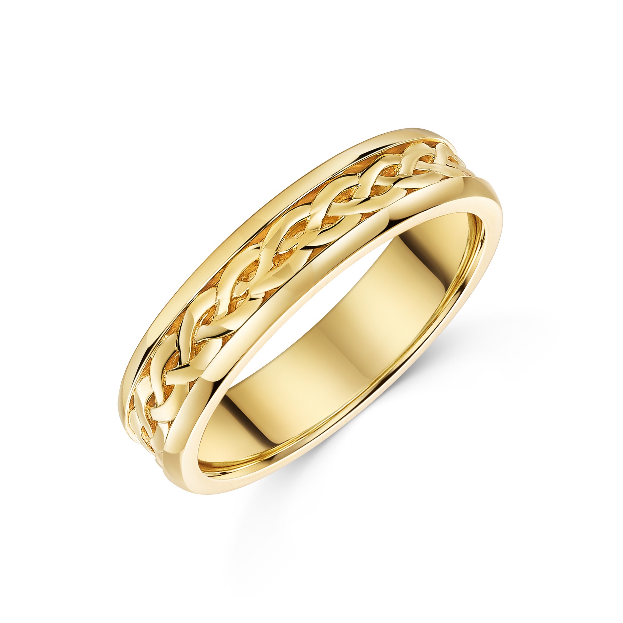 9ct Yellow Gold 6mm Celtic Pattern Gents Wedding Ring