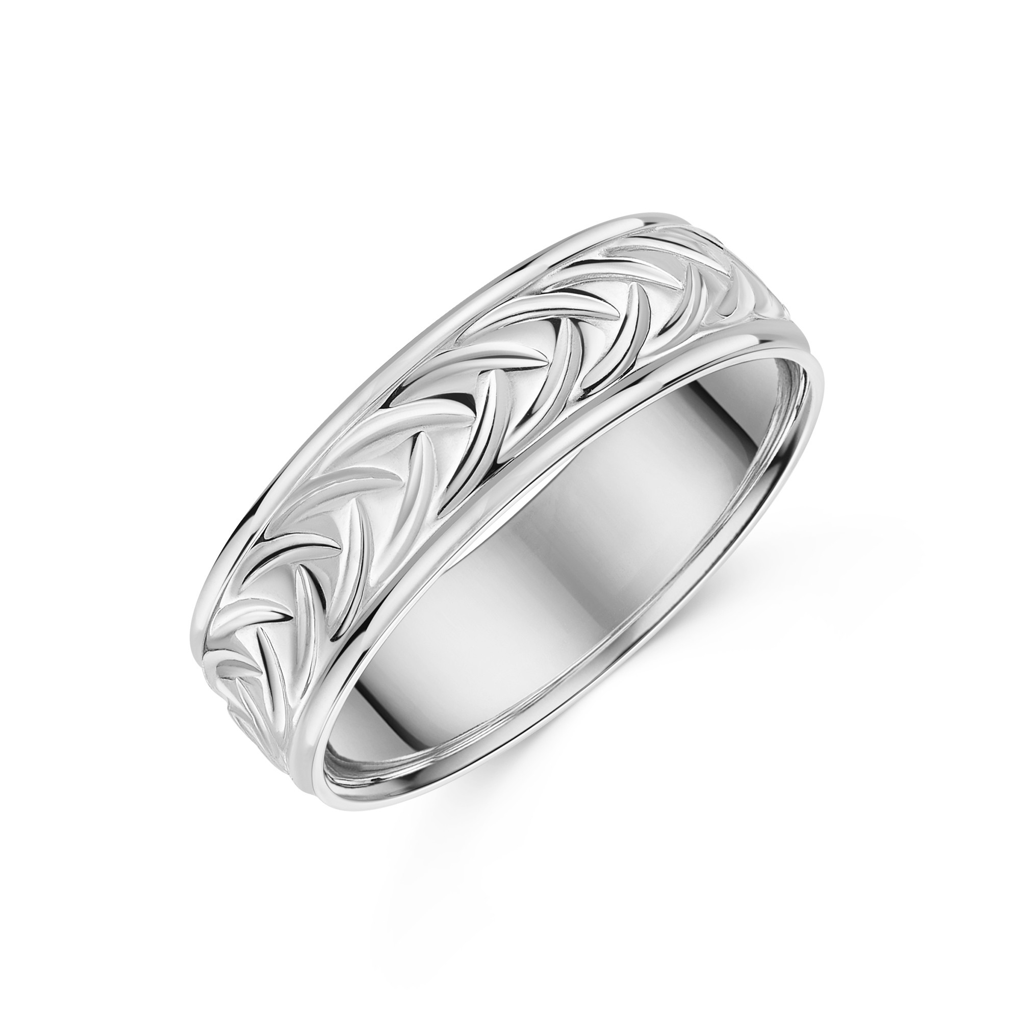 Platinum Celtic Patterned 6mm Gents Wedding Ring
