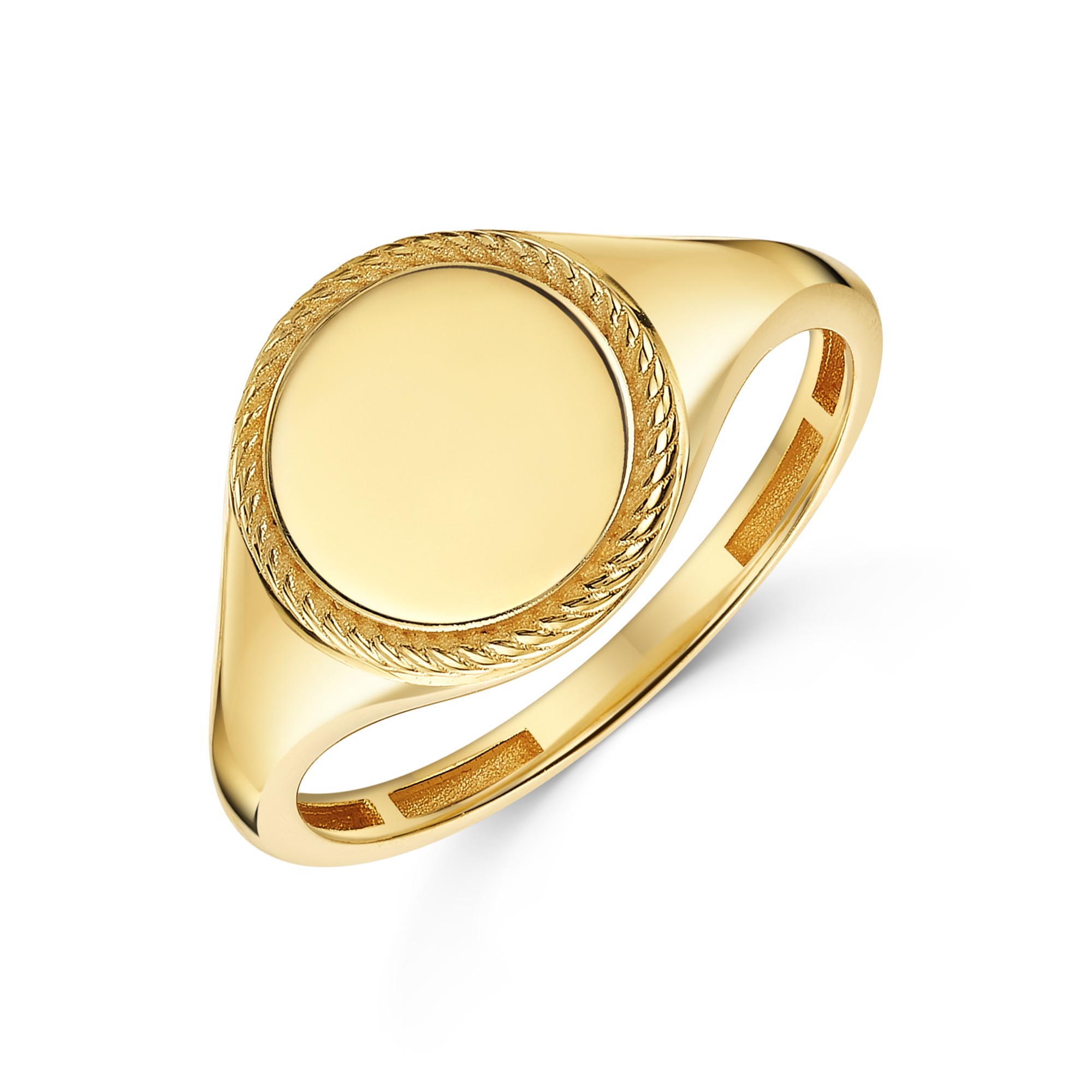 9ct Yellow Gold Twisted Rope Mens Signet Ring