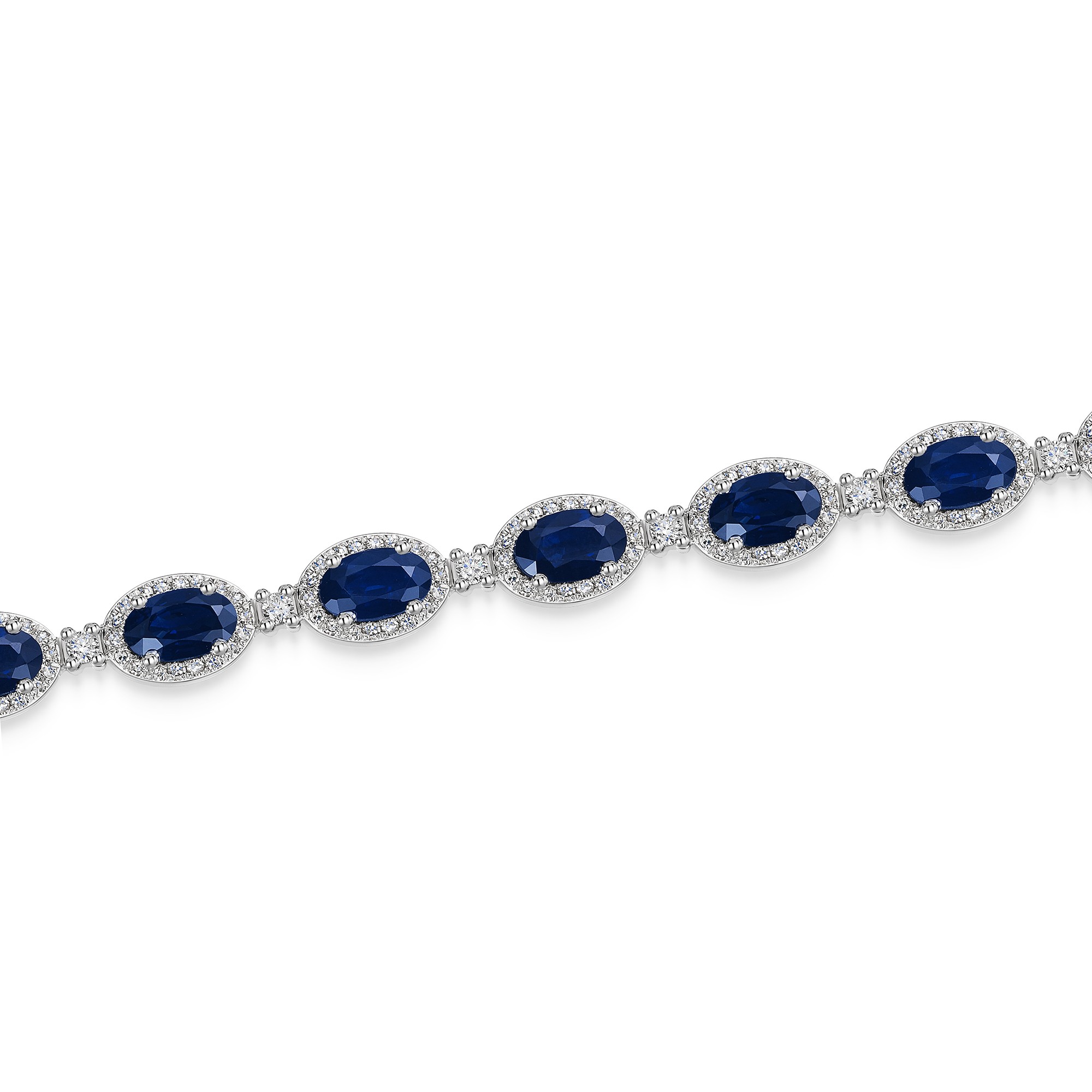 9ct White Gold 6 80ct Oval Cut Sapphire Diamond Cluster Bracelet 9ct-white-gold-6-80ct-oval-cut-sapphire-diamond-cluster-bracelet