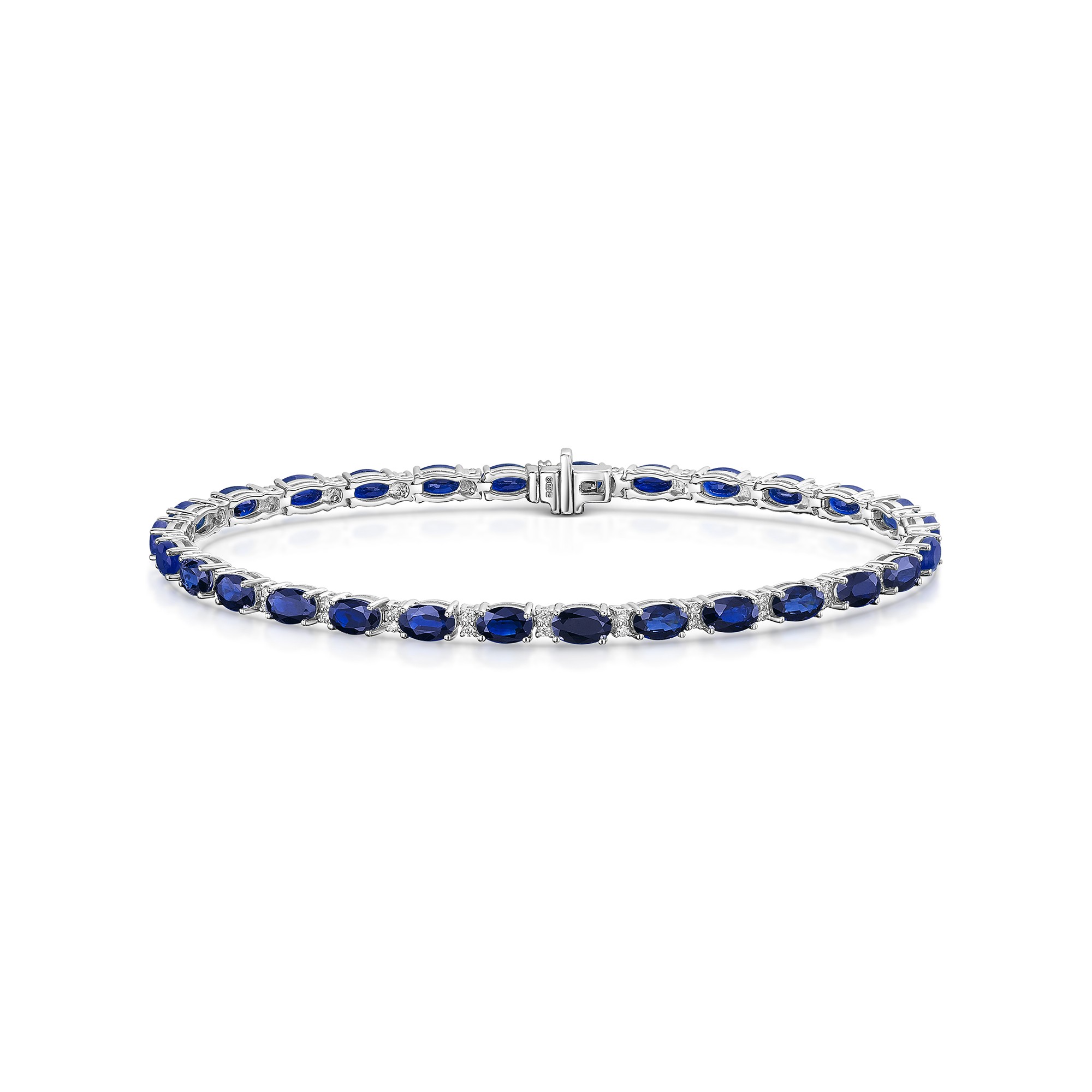 9ct White Gold 8 45ct Oval Sapphire Round Brilliant Diamond Bracelet 9ct-white-gold-8-45ct-oval-sapphire-round-brilliant-diamond-bracelet