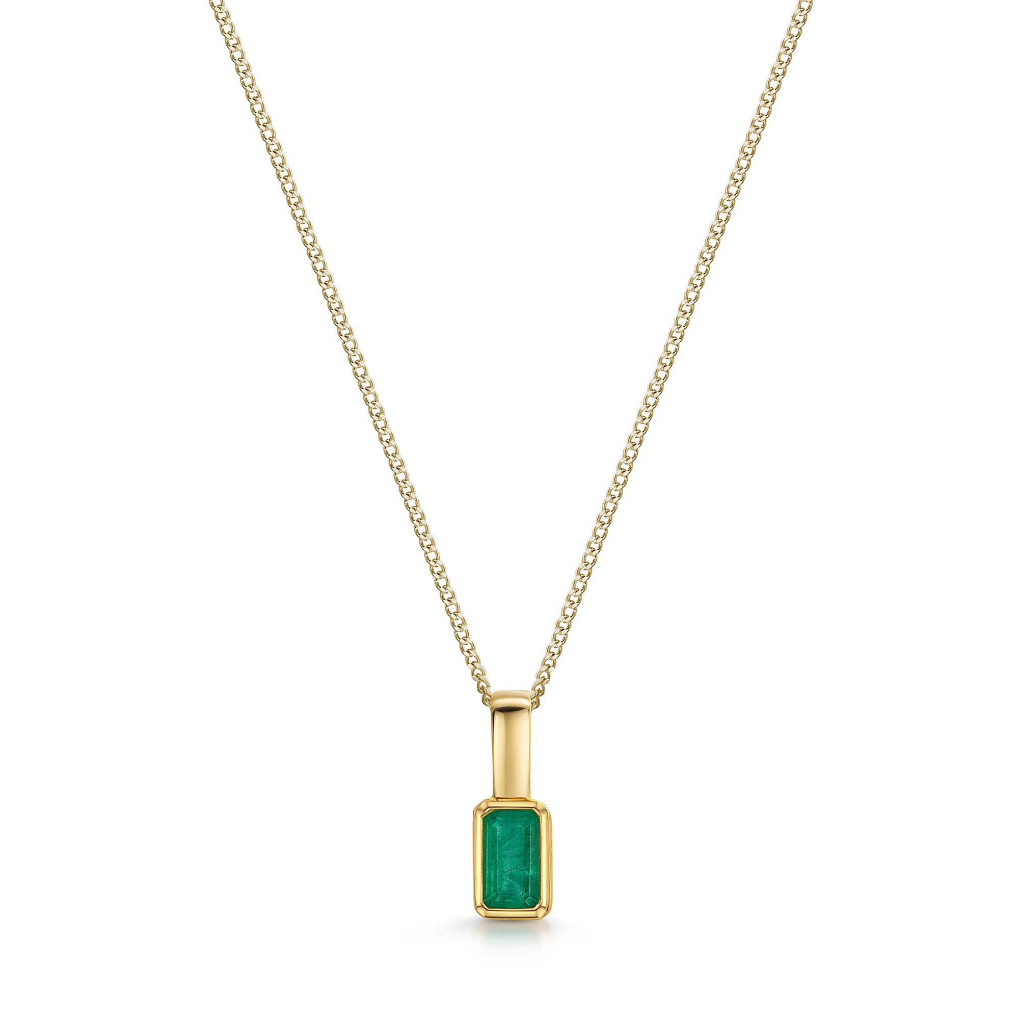 9ct Yellow Gold Emerald Cut Emerald Solitaire Pendant
