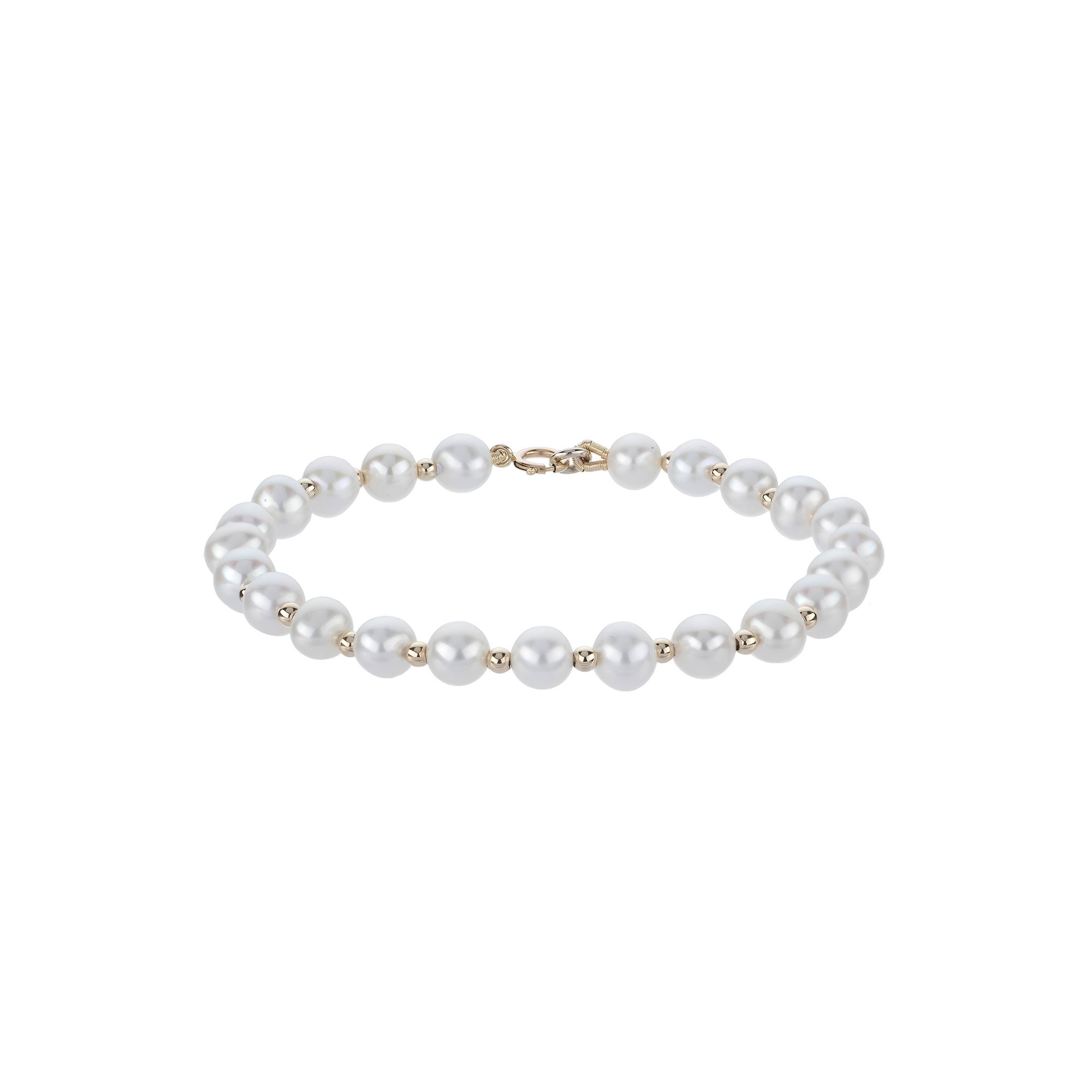 14ct Yellow Gold Bead And Ball Pearl Bracelet