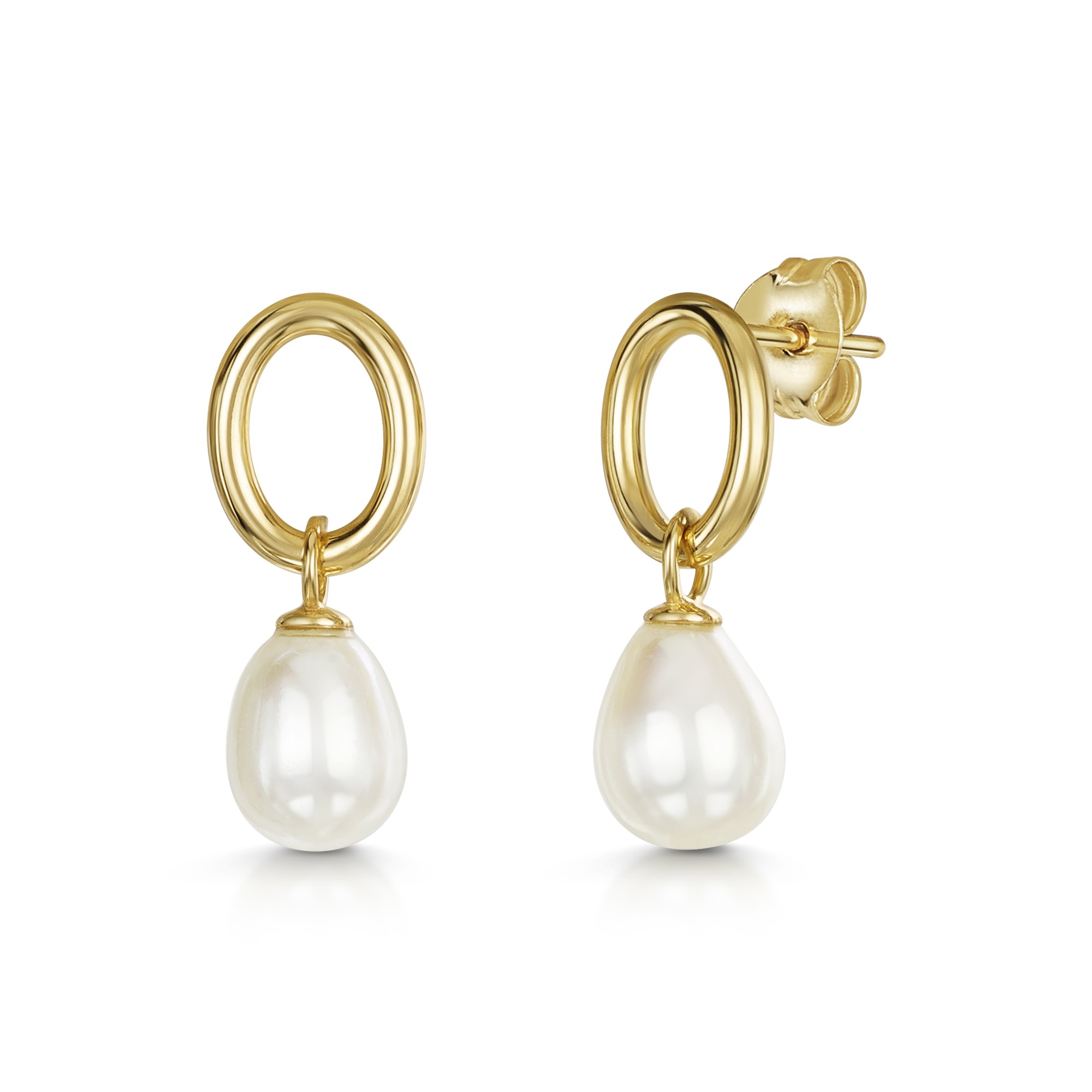 9ct Yellow Gold Baroque Fresh Water Pearl Drop Earrings