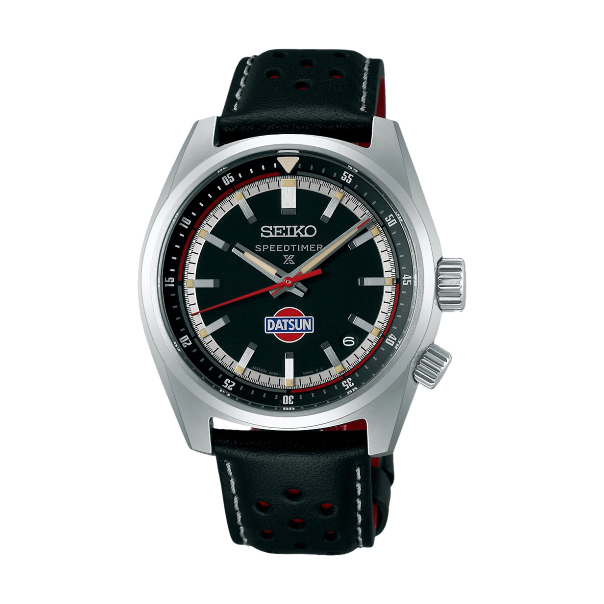 SEIKO Speed Timer 5Sports BRACELET 6138-0040 茶黒ウマ用 Stainless 新品 社外品 アンティーク クロノグラフ ベルト ツノ Seiko Prospex Speedtimer Compact 6R x DATSUN Fairlady Z SPB517J1