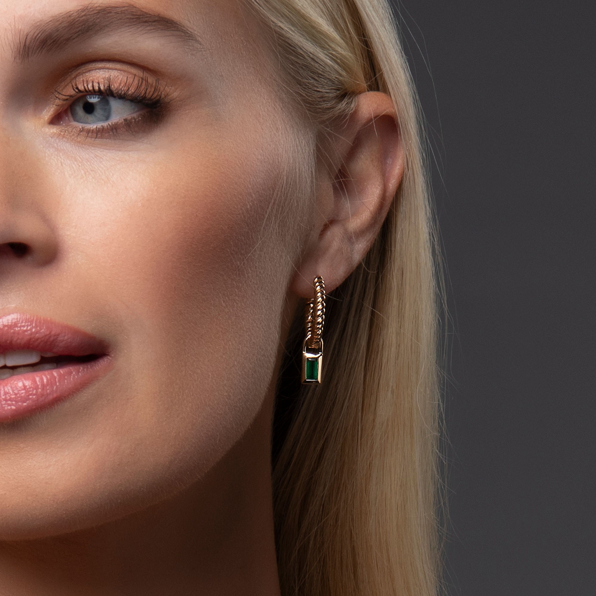 Green Color Gold Plated Contemporary Earrings - TCZ-EAR1GR main image 1