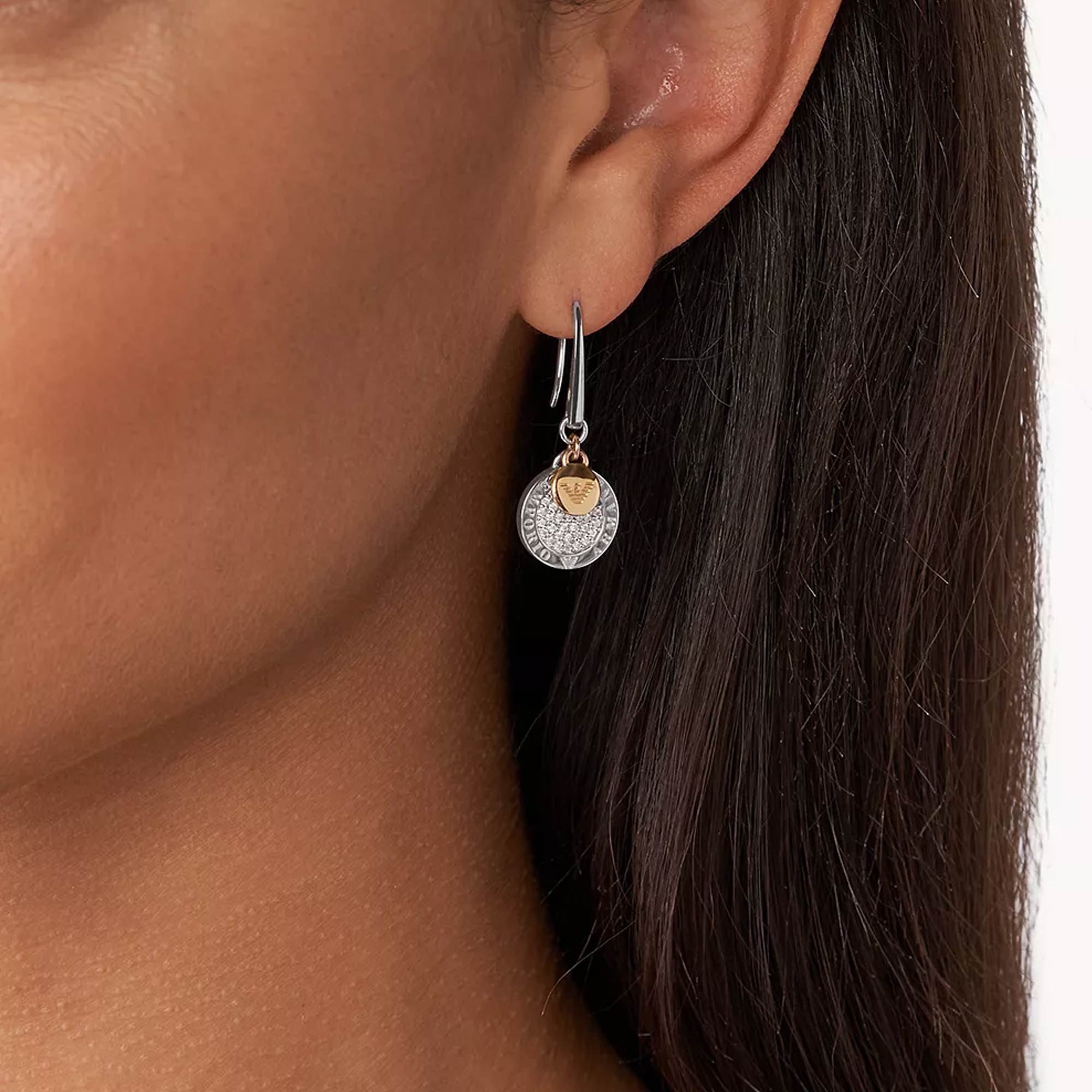 EMPORIO ARMANI ピアス EG3377040 SILVER Lady's Emporio Armani Silver Pave Two Twone Drop Earrings EG3377040
