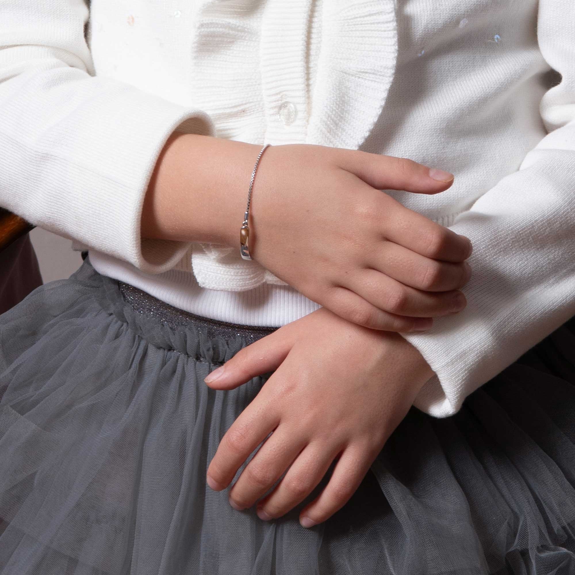 D For Diamond Silver Chain ID Bracelet